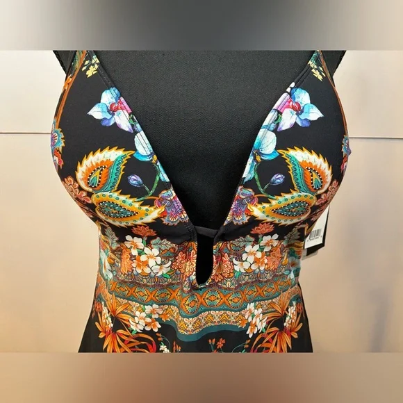 Kenneth Cole Tahiti Floral Halter Padded Tankini Top Size XL NWT - Picture 2 of 14